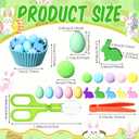 Funnymoom Easter Sensory Bin Filler Fine Motor Toys Include Tweezers 2 Scissors Clips 150 Pom Pom 30 Easter Wooden Bunny and Eggs 10 Sorting Cups for Easter Sorting Counting Training