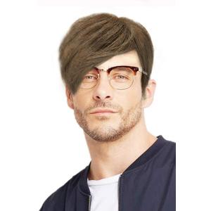 Kaneles Mens Brown Wig Short Straight Layered Synthetic Fiber Hair Party Daily Replacement Wigs for Male Guy