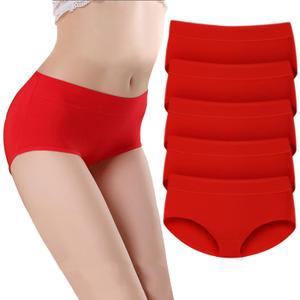 Women's Briefs Cotton Underwear Mid Waisted Panties Soft Underpants 5Pack, M