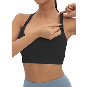 V VOCNI Nursing Bras for Breastfeeding Maternity Sports Bras Tank Top Sexy Crisscross Back Workout Yoga Pregnancy Bra (Medium, Black)