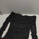 PRETTYGARDEN Women's Fall Off The Shoulder Maxi Dress Spring Long Sleeve Ruched Fitted Bodycon Club Dresses with Slit (Large, Black)