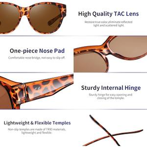 GEGURI Fit Over Glasses Polarized Sunglasses for Women & Men, Stylish Cat Eye Design Sun Glasses 100% UV Protection