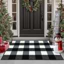 Buffalo Plaid Outdoor Rug, 20"x32" Checkered Front Door Mat, Non Slip Absorbent Entryway Rug Doormat, Washable Rugs for Layered Door Mats Porch/Front Porch/Farmhouse Black and White for Indoor/Outdoor (1'8" x 2'8" (Rectangular))