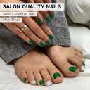 Semi Cured Gel Nail Strips & Toenail Stickers 2 Set (Green),Gel Nail Stickers, Long Lasting, Gifts for Women, Works with UV Lamp, Includes Prep Pads,Wooden Stick (Hwj-mj-z05)