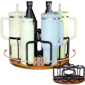MAYtobe Water Bottle Organizer for Stanley 40/36/30/20 oz Tumbler, Stanley Cup Holder, Rotatable Cup 6-Cup Storage Rack for Stanley, Bottle Organizer, Ideal Presnent, Black