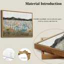 Floating Framed Canvas Wall Art, Vintage Blue Bicycle Flower Basket Wall Decor, Country Nature Landscape Wildflower Poster Print Paintings for Bathroom Living Room Bedroom Home Decor 12x16 inch