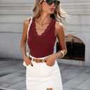 MEROKEETY Womens Summer V Neck Lace Tank Tops 2026 Sleeveless Elegant Sexy Casual Trendy Work Going Out Cami Shirts, XL 