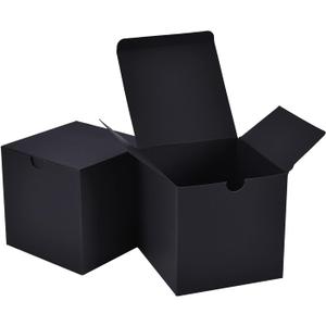 30 Pack Black Gift Boxes 3x3x3 inches, NIGNYA Small Kraft Cardboard Boxes Paper Cube Favor Box Easy Assemble Paper Gift Box with lids for Presents Birthday Christmas Wedding Party