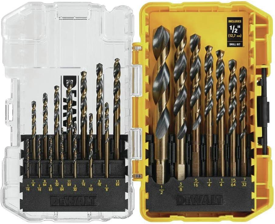 DEWALT Drill Bit Set, 21-Piece, 135 Degree Split Point, 31 Degree Helix, Black Oxide Coated, For Plastic, Wood and Metal (DWA1181) (One Size)