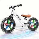 SEREED Toddler Balance Bike 2 Year Old, No Pedal Kids Bicycle Toys for 2-5 Years Old, Tool-Free Adjustment, Customize Plate with Stickers, Gift for 2-3 Boys Girls (White Lighting)