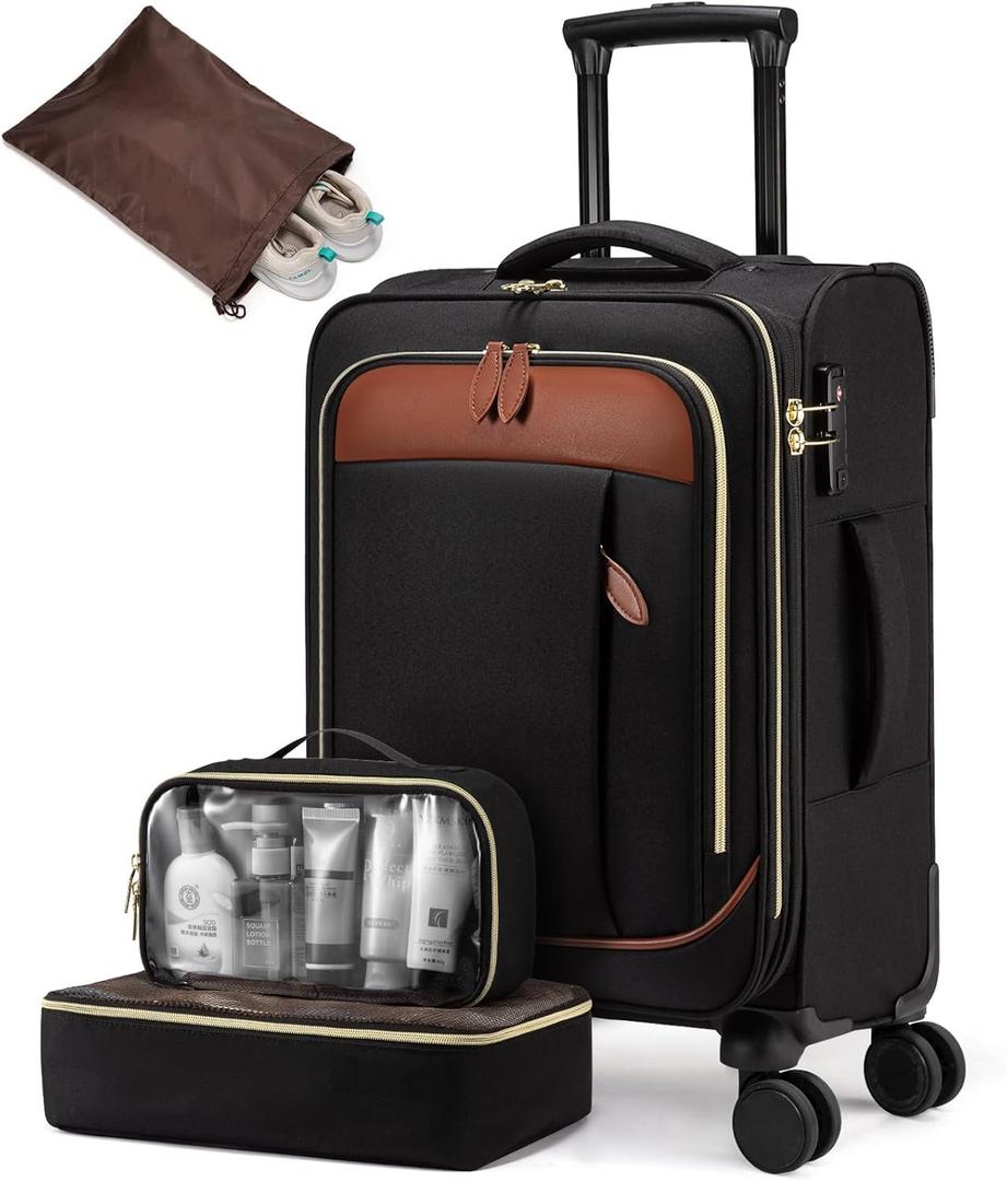 LOVEVOOK Carry on Luggage for Women and Men, Softside Suitcases with Dual Wheels