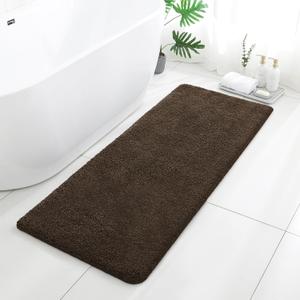 Brown Bathroom Rugs Runner 24"x60" - Long Large Bath Mat, Soft Non Slip Absorbent Microfiber Bathroom Rug, Washable Plush Floor Mat - Perfect for Bedside, Kitchen or Vanity Area