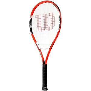 Wilson Federer Adult Recreational Tennis Racket - Grip Size 3 - 4 3/8", Red/White/Black