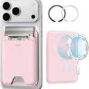 ESR for MagSafe Wallet, 5 Card Holder with RFID Blocking, MagSafe Sticker Included, Slim Magnetic Wallet for iPhone 17e/17/16/15/14/13/12 Series and Selected Samsung Devices, Not for 13/12 Mini, Pink