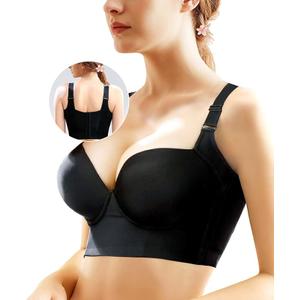 Women's Push Up Bra,Full-Coverage Underwire Bra,Hide Back Fat Deep Cup Bra,Smoothing T-Shirt Bra,Sculpting Uplift Bra 36 B
