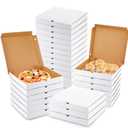 PerKoop 100 Pcs 10"x10" Pizza Boxes Bulk 10inch Empty Cardboard Pizza Box Reusable Square Food Serving Container for Takeout Bakery Restaurant Party Supplies(White and Kraft)