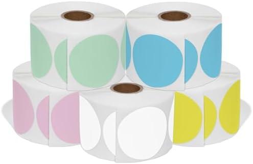 Spartan Industrial 2" Direct Thermal Multicolored Labels | Perforated Custom Circle Logo Stickers - Works with Rollo, Zebra, MUNBYN Desktop Printers - 5 Rolls, 750/Roll