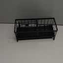 Cisily Sponge Holder for Kitchen Sink, Sink Caddy Organizer with High Brush Holder, Kitchen Countertop Organizers and Storage Essentials, Rustproof 304 Stainless Steel (Black, 9.25)