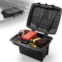 KEMIMOTO UTV Bed Storage Box, 7.4 US Gal Waterproof Solid Easy Install Lockable Cargo Storage Box Trunk Bin Organizer Rear Bag, Compatible with Can-Am Defender & Defender MAX 2016-2025 UTV Accessories