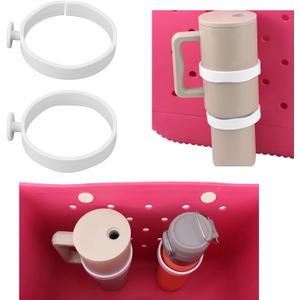 4 x 2pcs Cup Holder for Bogg Bag Compatible with Stanley 30oz 40oz Water Bottle, Drink Holder Plastic Insert for Bogg Bag & Simply Southern Beach Totes Accessories (white)