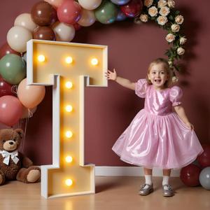 imprsv 3FT Block Marquee Letters, Light Up Letters for Birthday Baby Shower Party Backdrop Decor, Large Light Up T for Wedding Decorations Engagement Party Decorations