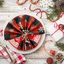 24 Pcs Christmas Plaid Cloth Napkins Buffalo Gingham 15 x 15 Inches Snowflakes Black and Red Checked Cotton Dinner Napkins Soft Absorbent Washable for Holiday Winter Xmas Party
