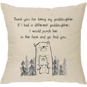 2 x XUNLIZXY Funny Goddaughter Pillowcase Gifts-for Birthday Christmas Graduation Throw Pillow Cover Cushion Cover Thanks for Being My Goddaughter
