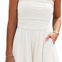 BTFBM Womens Romper Summer 2026 Strapless Tube Tops Beach Vacation Clothes Boho Loose Spring Shorts Jumpsuits Pockets (XX-Large, White)