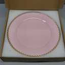 UOEKCS Pink Beaded Charger Plates, 13 Inch Plastic Round Chargers for Dinner Plates, Party, Wedding, Birthday.Set of 6