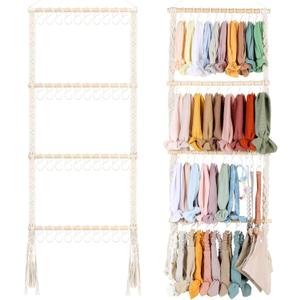 POVETIRE Headband Holder Head Bands Organizer for Girls, Baby Headbands Hair Accessories Organizer Storage Wall Hanging Decor for Nursery Toddler Girls Room (Macrame)