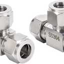 304 Stainless Steel Compression Tee, 3/8" OD 3 Ways Connector Tube Fitting, Pack of 2