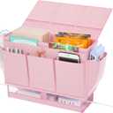 Bedside Caddy Bedside Organizer,Bed Caddy with 11 Pockets and Power Strip Holder,Versatile Bedside Storage Caddy for Home,Dorm,Bunk,Hospital,Crib Bed (Pink)