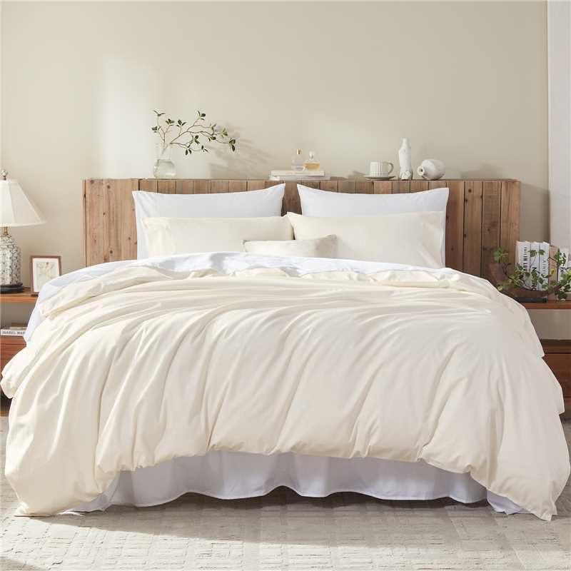 Cotton Duvet Cover Queen,100% Egyptian Cotton 1600 Thread Count, Soft, Breathable, Skin-Friendly, Moisture-Wicking Bedding Set with Zipper Closure & Corner Ties(Cream White, 90''x90''