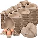 FoldTier 200 Pcs Heart Shaped Eggs Cartons 3 Count Natural Paper Pulp Egg Cartons with Jute Rope Reusable Cardboard Storage Baskets Holder Tray for Kitchen Easter Holiday Gifts Market Farm