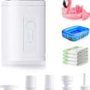 Air Pump for Inflatables Portable Air Pump with LED Light 3 Modes, Electric Mini Tiny Type C Rechargeable, Quickly Inflate & Deflate for Swimming Ring, Toys, Pool Float, Deflate Storage Bag  White