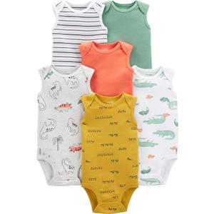 Simple Joys by Carter's Baby Boys' 6-Pack Sleeveless Bodysuits, Alligator/Dinosaur/Stripe/Trucks, 12 Months