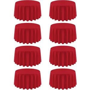 8 Pack Red Round Tablecloth 90 Inch Red Table Cloth, Washable Polyester Fabric Stain and Wrinkle Resistant Table Cover for Party Wedding Buffet Dining Banquet Anniversary