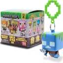 Minecraft Backpack Hangers Series 4 Collectible Keychains  Blind Box Mini Figures with 8 Fun Characters Including Steve, Alex, Skeleton, Frog, Sheep & Gold Variants  Kids Toys, Gift Accessories