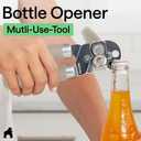 GORILLA GRIP Heavy Duty Stainless Steel Smooth Edge Manual Can Opener and Bottle Openers, Soft Comfortable Handle, Oversized Handheld Turn Knob, US Designed Multifunctional Kitchen Tool, Almond