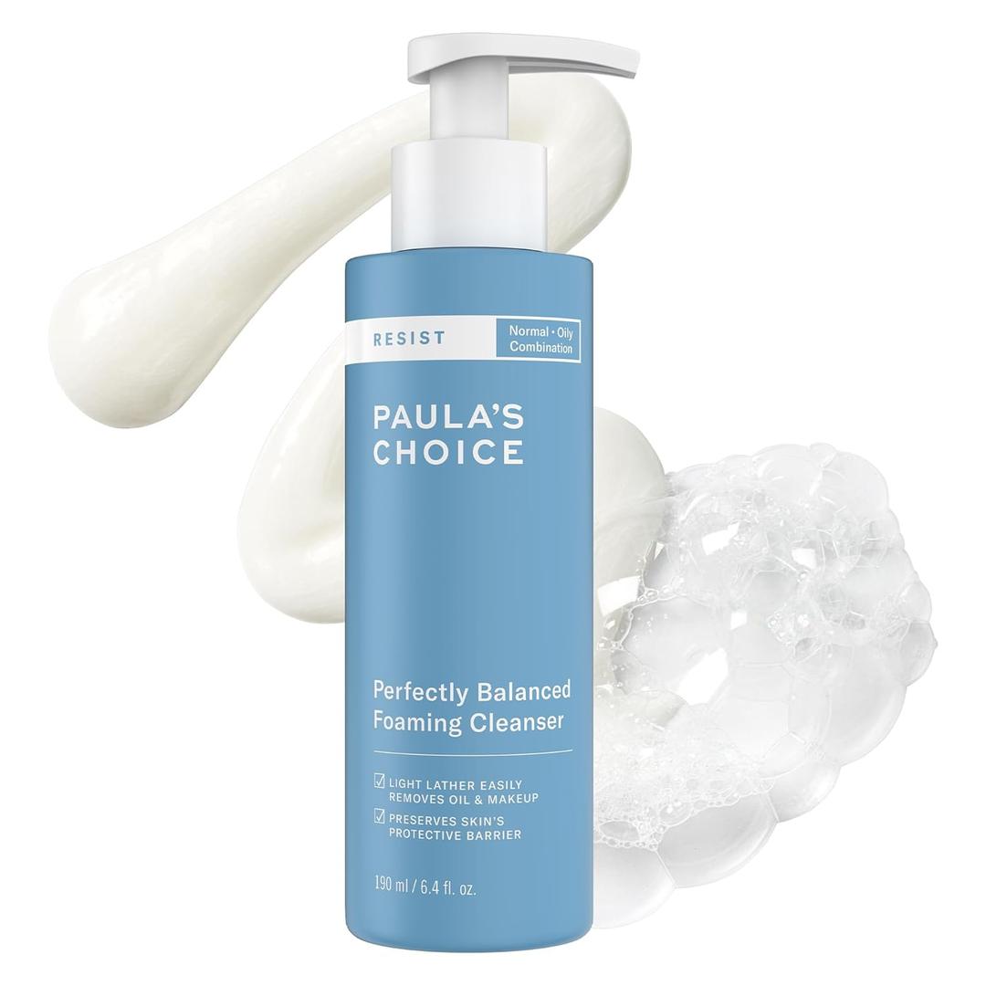 Paula's Choice RESIST Perfectly Balanced Foaming Facial Cleanser, Face Cleanser with Hyaluronic Acid & Aloe, Anti-Aging Face Wash, Large Pores & Oily Skin, Fragrance-Free, 6.4 Fl Oz