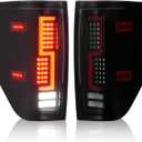 Tail Lights Assembly [LED Kit] Compatible with Ford F150 2009-2014, Taillights Brake Lamps Set (Only fit Fleetside Bed Model), Black Housing Smoked Lens