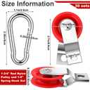 Tondiamo 30 Sets 1-3/4" Red Nylon Pulley and 1/4" Spring Hook Set, Galvanized Snap Clip Reinforced Nylon Baseball Batting Cage Cable System for Netting Baseball Batting Cages