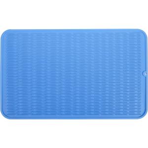 Silicone Dish Drying Mat for Multiple Usage,Easy clean,Eco-friendly,Heat-resistant Silicone Mat for Kitchen Counter or Sink,Refrigerator or Drawer Liner Lichen BlueL 3XL 28 inches x 18 inches