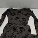 MEROKEETY Women's 2026 Spring Wedding Guest Maxi Dress Long Sleeve Bodycon Floral Mesh Fall Cocktail Formal Party Dresses (Black) S