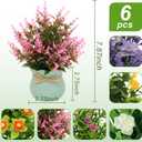 Yoratee 6PCS Artificial Flowers Pot Small Fake Plants with Mini Potted Plants for Home Office Tabletop Centerpiece Decoration
