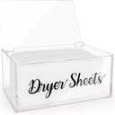 Acrylic Dryer Sheet Dispenser with Hinged Lid, Clear Rustic Farmhouse Style Dryer Sheet Container Storage Box for Laundry Room Organization, Laundry Softener Dispenser, Home Laundry Room Decorations