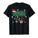 Bruh Christmas Green Plaid Boys Kids Girls Xmas Pajamas T-Shirt, Size M
