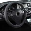 Microfiber Leather 16" Universal Fit Car Steering Wheel Cover, Elastic Nonslip Breathable and Odorless, Black