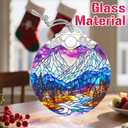 3 x Stained Glass Ornament, Christmas Ornament, Hanging Ornaments for Home Decor & Christmas Tree Ornaments  Exquisite Holiday Decor, Xmas Gifts & Holiday Present - Mountain Landscape (Night Court a)