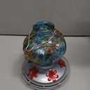 BOLITE Hummingbird Feeder, Hand Blown Glass Hummingbird Feeders for Outdoors Hanging, with Ant Moat and 5 Feeding Ports, 22 Ounces, Peony Flower Shape, Blue, Gifts for Women Men, Gifts for Mom Dad